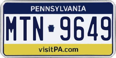 PA license plate MTN9649