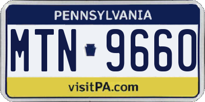 PA license plate MTN9660