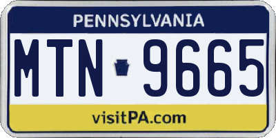 PA license plate MTN9665