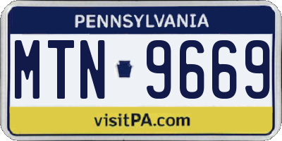 PA license plate MTN9669