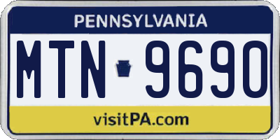 PA license plate MTN9690