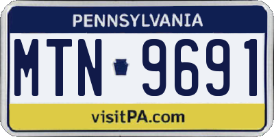 PA license plate MTN9691