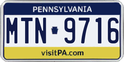 PA license plate MTN9716