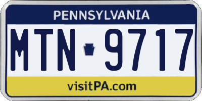 PA license plate MTN9717