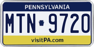 PA license plate MTN9720