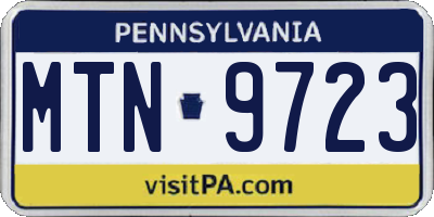 PA license plate MTN9723