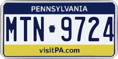 PA license plate MTN9724