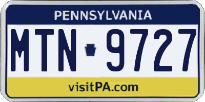 PA license plate MTN9727