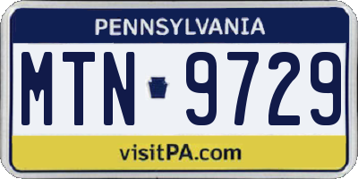 PA license plate MTN9729