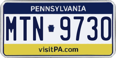 PA license plate MTN9730