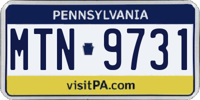 PA license plate MTN9731