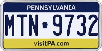 PA license plate MTN9732