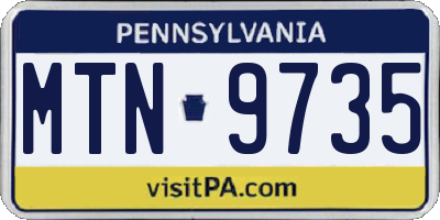 PA license plate MTN9735