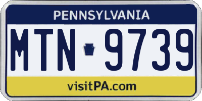 PA license plate MTN9739