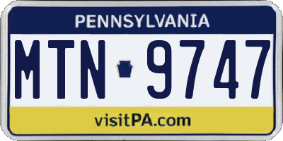 PA license plate MTN9747