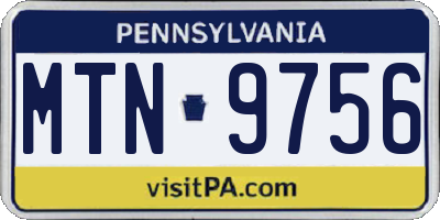 PA license plate MTN9756