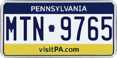 PA license plate MTN9765