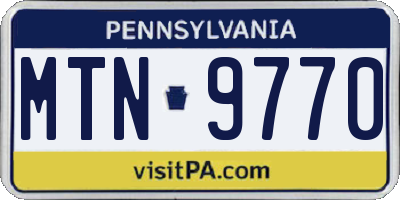 PA license plate MTN9770