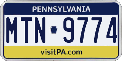 PA license plate MTN9774