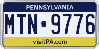 PA license plate MTN9776