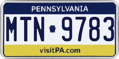 PA license plate MTN9783