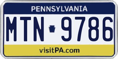 PA license plate MTN9786