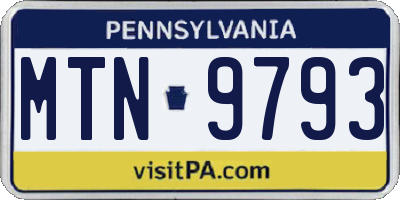PA license plate MTN9793