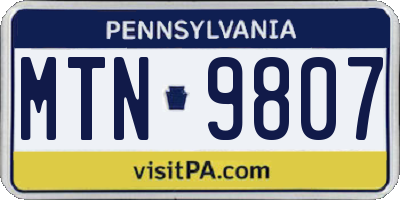 PA license plate MTN9807