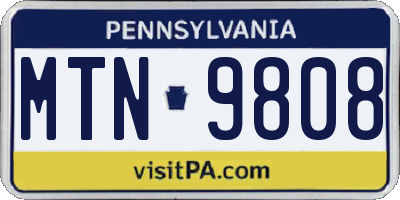 PA license plate MTN9808