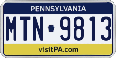 PA license plate MTN9813