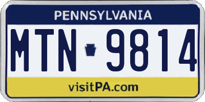 PA license plate MTN9814