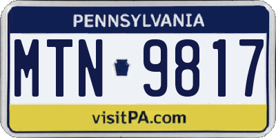 PA license plate MTN9817
