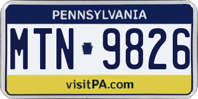 PA license plate MTN9826
