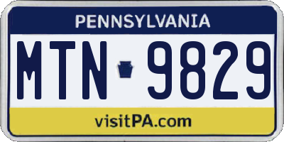 PA license plate MTN9829
