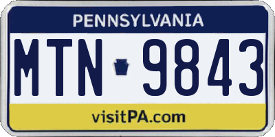 PA license plate MTN9843