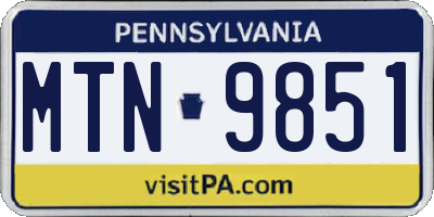 PA license plate MTN9851
