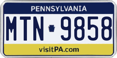 PA license plate MTN9858