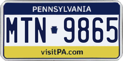PA license plate MTN9865