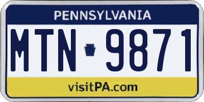 PA license plate MTN9871