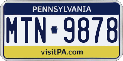 PA license plate MTN9878