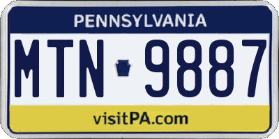 PA license plate MTN9887