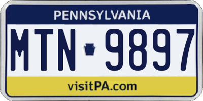 PA license plate MTN9897