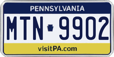 PA license plate MTN9902
