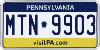 PA license plate MTN9903