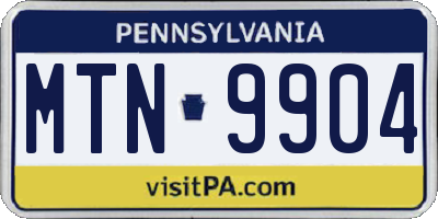 PA license plate MTN9904