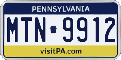 PA license plate MTN9912