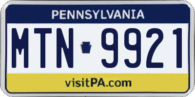 PA license plate MTN9921