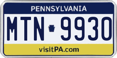 PA license plate MTN9930