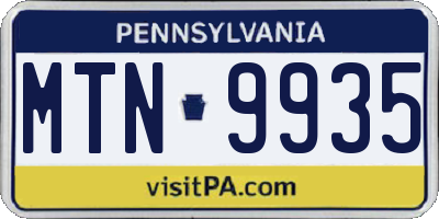 PA license plate MTN9935
