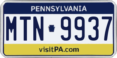 PA license plate MTN9937